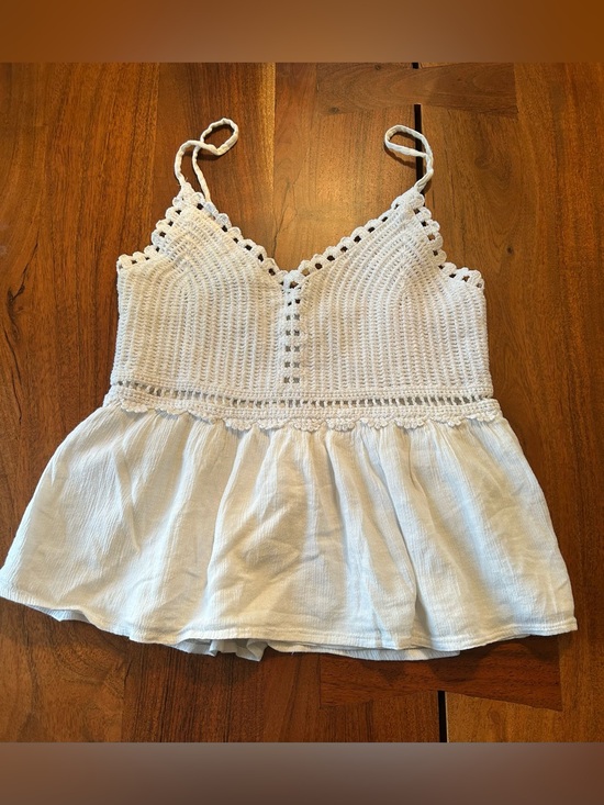 Hollister Tops - Hollister White Crochet-Trim Camisole Tank size medium